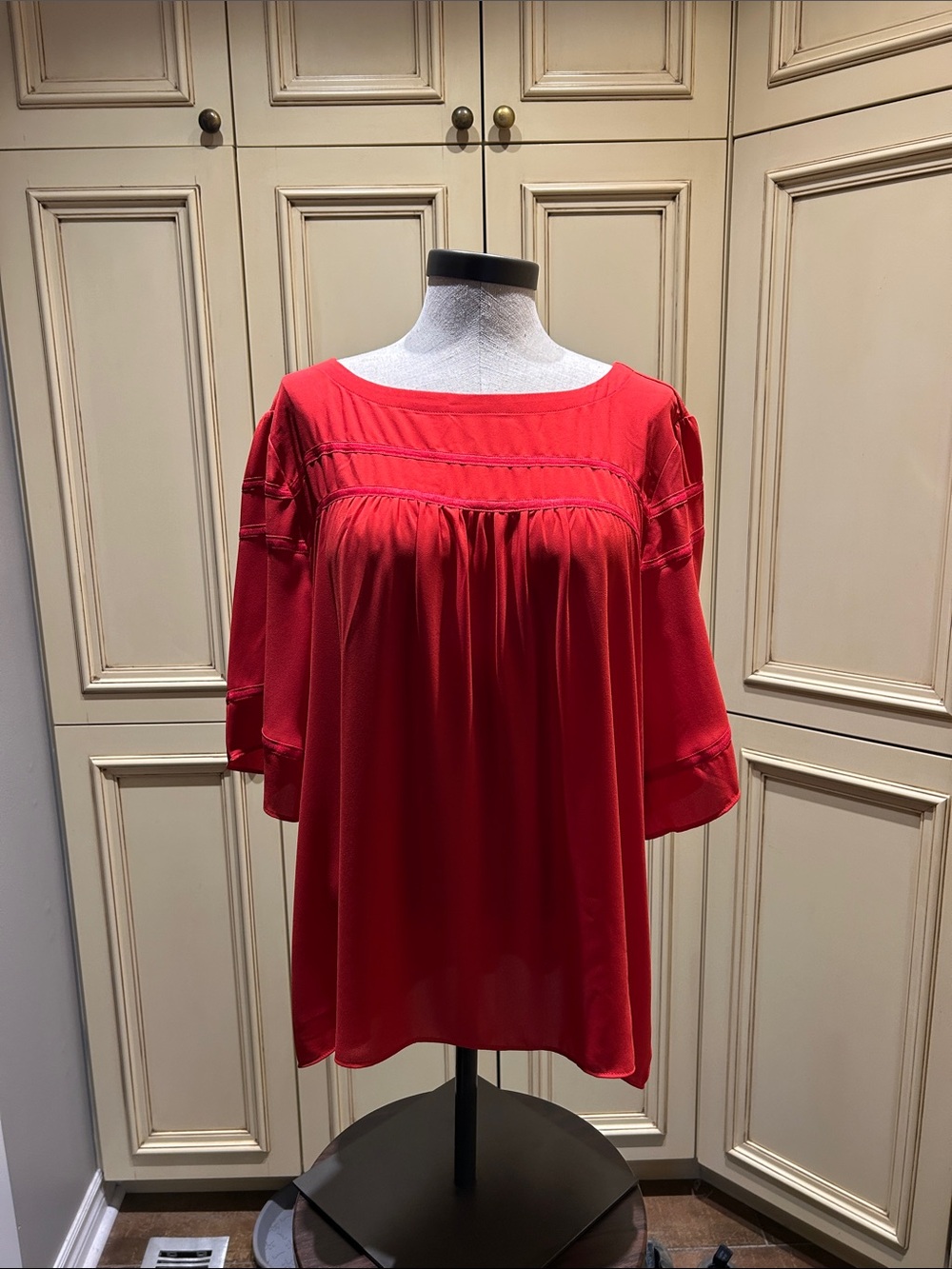 LOFT Bright Red Scoop Neck Blouse